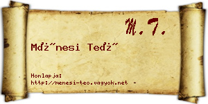Ménesi Teó névjegykártya